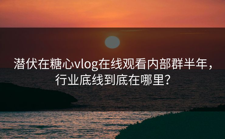 潜伏在糖心vlog在线观看内部群半年，行业底线到底在哪里？