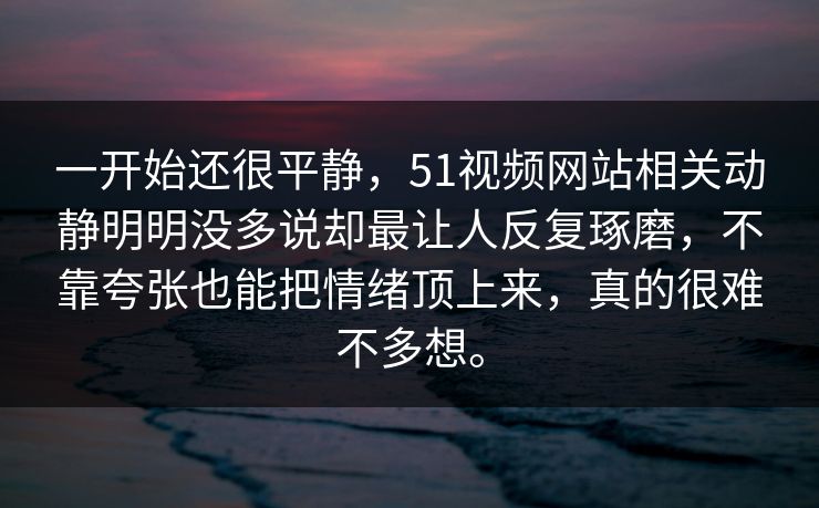 一开始还很平静，51视频网站相关动静明明没多说却最让人反复琢磨，不靠夸张也能把情绪顶上来，真的很难不多想。